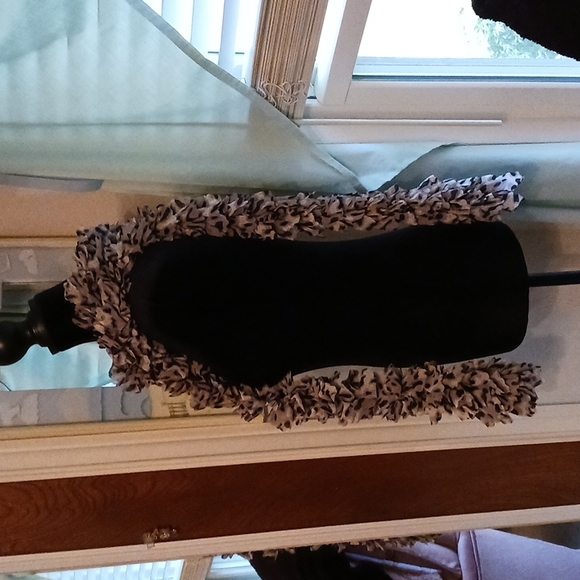 96" animal print knit chiffon scarf, soft grey and charcoal with cream highlight - Picture 2 of 5